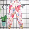 Floral Printed Yoga Outfits Long Sleeve Tracksuits for Women Pullover Sport Wear Cycling Leggings