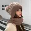 Berretti cappello di lana da donna autunno e cappelli invernali sciarpa uno ispessito per tutta la moda deliziosa protezione per le orecchie più cashmere a maglia