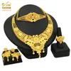 Ensembles de bijoux de mariage Bijoux Dubai Collier pour femme Plaqué or africain Boucles d'oreilles de mariée Bagues Ensemble Accessoires de bijoux de créateur 231219