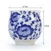 Herbata Ceramiczna podwójna warstwowa izolacja cieplna Kubek Kreatywny niebiesko -biały porcelanowy biuro biuro retro woda napój napoje