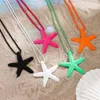 Collares colgantes Y2K Dopamina Collar de estrella de mar colorido para mujeres Bohe Ocean Summer Beach Cadena Accesorios exquisitos Collier Femme