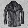 Men's Jackets Genuine Leather Jacket Male Cowhide Overcoat Autumn Winter Business Coat Trench Style Double Breasted Clothes Calfskin 231219