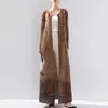 Casacos de trincheira femininos Miyake plissado blusão casaco para primavera 2024 moda retro estilo de pintura de tinta em torno do pescoço cardigan robe wear