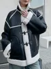 Kışın Kadınlar İçin Kalınlaştırılmış Sıcak Kuzu Entegre Cowhide Düğme Ceket