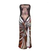 Two Piece Dress Women's Patchwork With Contrasting AnimAl Print Chest Wrap SleeveleSS Slit One Step S Sexy Spicy Girl Long