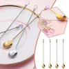 Spoons Long Handled Stainless Steel Stirring Spoon Creative Diamond Gold Color Dessert For Home Kitchen Coffee Stir Q6U9