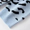 Chandails pour femmes chandails décontracté imprimé léopard Patchwork manches longues pull tricoté surdimensionné pull court hauts 231218