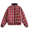 Men's Fur Faux Vintage Doublesided Jacket Parka Men Women Cropped Plaid winter Thicken Stand Collar Loose Coat Street Outwear Lightweight 231218