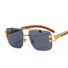 Óculos de sol Grão de madeira sem aro quadrado mulheres designer ouro leão decoração óculos de sol homens tons uv400 gafas268z