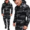 Herrspårsport Sportkläder Set Twopiece Casual Jogging Warm Hateble Fitness Militär Tactical Hoodie Trousers 231219