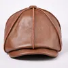 Ball Caps Arrival Genuine Leather Hat Male Cow Cap Men's Cowhide Warm Baseball Adult Autumn Winter Outdoor Octagonal B-7207