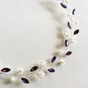 Hair Clips Purple Color Crystal Hairbands Women Wedding Jewelry Accessories Pearl Flower Handmade Bridal Vine Tiara