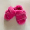 Slippers Mink Slippers European Station Fashion Fur Slippers 100% Mink Fur Slippers Children Girls Slippers 231219