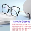 Solglasögon överdimensionerade fyrkantiga myopia glasögon kvinnor män mode svart stor ram anti blå ljus recept glasögon optisk dator