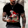 Erkek Tişörtleri 2022 Noel Adam T-Shirt Yeni Erkekler Kısa Kollu Tatil Elbise Mürettebatı Top Tee Noel Baba Sokak Giyim Moda Serin Tişörtler T231219