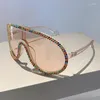 Lunettes de soleil surdimensionnées Pilot Femmes pour Femme Designer Lunettes de soleil Vintage Big Frame One Piece Diamond Crystal Shades