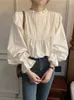 Женские блузки, французская винтажная рубашка в стиле Лолиты, женская элегантная кружевная рубашка с пышными рукавами и длинными рукавами, девичья повседневная милая одежда в консервативном стиле
