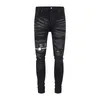 Amirs Designer Mens dżinsy fioletowe dżinsy High Street Hole Star Patch Męskie damskie damskie amirs haftowe panele haftowe spusty rozciągające spodnie spodni 29-40