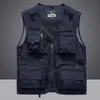 Men's Vests Summer Men Unloading Tactical Vest Coat Casual Men's Pographer Waistcoat Mesh Work Sleeveless Jacket Tools Pocket Vest 5XL 231219
