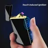 Metal Windproof USB Charging Plasma Electric Lighter Dual Arc Pulse Flameless LED Fingerprint Induction Men's Gift