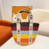 Kvinnor Woody Raffias Straw Beach Bag Designer Luxury Handväska väv Crossbody Pochette Clutch Tote Bag Fashion Mens sommarlov Travel Axel Shopper Väskor