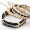 Charm Bracelets Vintage Leather Bracelet Men Personality Fashion Four-piece Simple Hand-woven