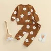 Strampler Lioraitiin 0 4 Jahre Kleinkind Baby Mädchen 2 Stücke Herbst Kleidung Set Langarm O hals Floral Bedruckte Top Hosen Casual Outfit 231218