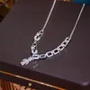 Ожерелья с подвесками, корейская мода, нержавеющая сталь 316L, скрепка, маленькая цепочка, ожерелье для женщин и девочек, ювелирные изделия с цирконом Ins259H
