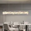 Lampes suspendues Lampes en cristal de luxe Cuisine Island Long Cristal Plafond Lustre Lampe suspendue Salle à manger Décor à la maison Luminaires