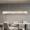 Pendant Lamps Luxury Crystal Lights Kitchen Island Long Cristal Ceiling Chandelier Hanging Lamp Dining Room Home Decor Light Fixtures