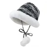 Berretti in maglia cappello paraorecchie per Lady Girl moda protettiva secchiello fodera spessa berretto sci sportivo per la stagione fredda
