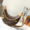 10a kvalitet tygväska klassisk brun blomma hobo väska mode axel väska kvinnors designer väska 23 cm kryssning samling croissant armhåla väska kedja crossbody väska plånbok