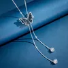 Anhänger Halsketten trendige kristall langkettige Halskette für Frauen Blau Schmetterling Pullover Mantel Silber Farbe hohles Geschenkgroßhandel