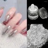 Glitter per unghie 1 scatola Moonlight Mirror Nails Podwer Glitter bianchi Pigmento effetto metallico Smalto gel fine argento Polvere olografica cromata