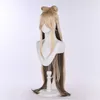 Genshin Impact Ningguang cos wig split bow knot hair bag tail gradual change long curly hair cap