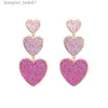 Dangle żyrandol Lost La Cute Purple Pink Heart Wiselant Kolczyki dla kobiet nowe Tren Big Wedding Extrings Hurtowe biżuterię 231219