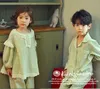 Pyjamas Enfants mignons Ensembles de pyjama vert menthe en coton pour enfants. Ensemble de pyjamas à volants pour tout-petits pour fille et garçon vêtements de détente. Vêtements pour enfants