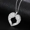 Pendant Necklaces Selling 925 Sterling Silver 18 Inch Angel Wing Love Zircon Necklace Women's Fashion Wedding Party Charm Jewelry