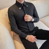 Chemises habillées pour hommes Marque Décolleté en métal Chemise à manches longues Casual Business Slim Fit Social Party Banquet Tuxedo Blouse