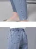 Mulheres jeans vintage cintura alta tornozelo azul harem elástico denim calças tamanho grande 4xl mulher jogger vaqueros casual baggy spodnie 231219