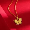 Sautoirs réel 18K or creux papillon collier chaîne de lavicule pour les femmes mariée pure 999 chaînes fines bijoux cadeaux 231218