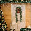 Couronnes de fleurs décoratives Guirlande d'eucalyptus avec 5,9 pieds de mur de Noël Verdure Décorations pour la maison Vert réglable pour la chute de fenêtre Deliv Otndk