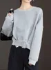 Bluzy damskie bluzy Stylowe szara jesień zima kobiety zwykły pasek z długim rękawem luźne luźne pulourki o dużej nadwysku koreańskie krótkie skoczek 231218