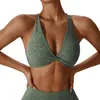 Yoga-Outfit für Damen, Stretch, Kompression, weich, Sprungkontrolle, unterstützender Twist-BH, Sommer, Outdoor, Berglauf, Sport