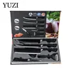 Knives YUZI Kitchen Knives 6Pcs Set Stainless Steel Chef Knife Vegetable Cleaver Slicing Utility Tools Peel Scissors Tool