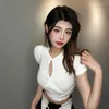 T-shirts Femmes Real S Corée du Sud Dongdaemun Slim-Fit Sexy Élégant Lacet Pure Desire Style Minceur Et Chemise À Manches Courtes Top Pour