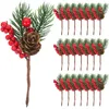 Flores decorativas 10pcs Pinha Artificial Pinha Vermelha Ramos Decorações de Natal Hastes de Bagas de Natal