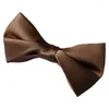 Bow Ties Solid Color Brown Men Men's Tie Silk Satin Wedding Weddal Wear Butterfly عالية الجودة