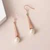 Orecchini pendenti perle finte per le donne estetica carino colore oro rosa piercing orecchini matrimonio sposa gioielli all'ingrosso E188