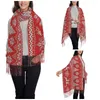 Foulards Écharpe Femme Avec Gland Rouge Flocon De Neige De Noël Long Doux Chaud Châle Wrap Hiver Tricot Dessin Animé Quotidien Porter Pashmina